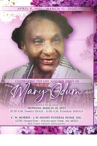 MARY VERA ODUM