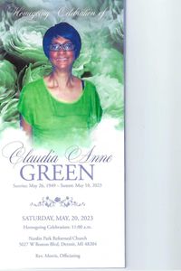 CLAUDIA ANNE GREEN