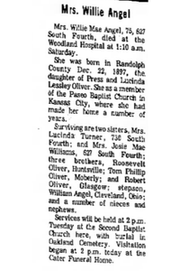 Willie Mae (Oliver) Angel