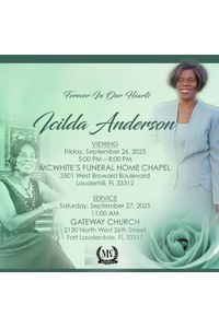 Icilda Gloria Anderson Obituary, West Palm Beach, FL