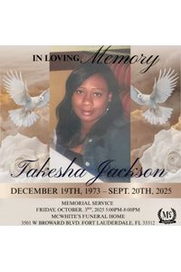 Takesha S. Jackson Obituary, Fort Lauderdale, FL