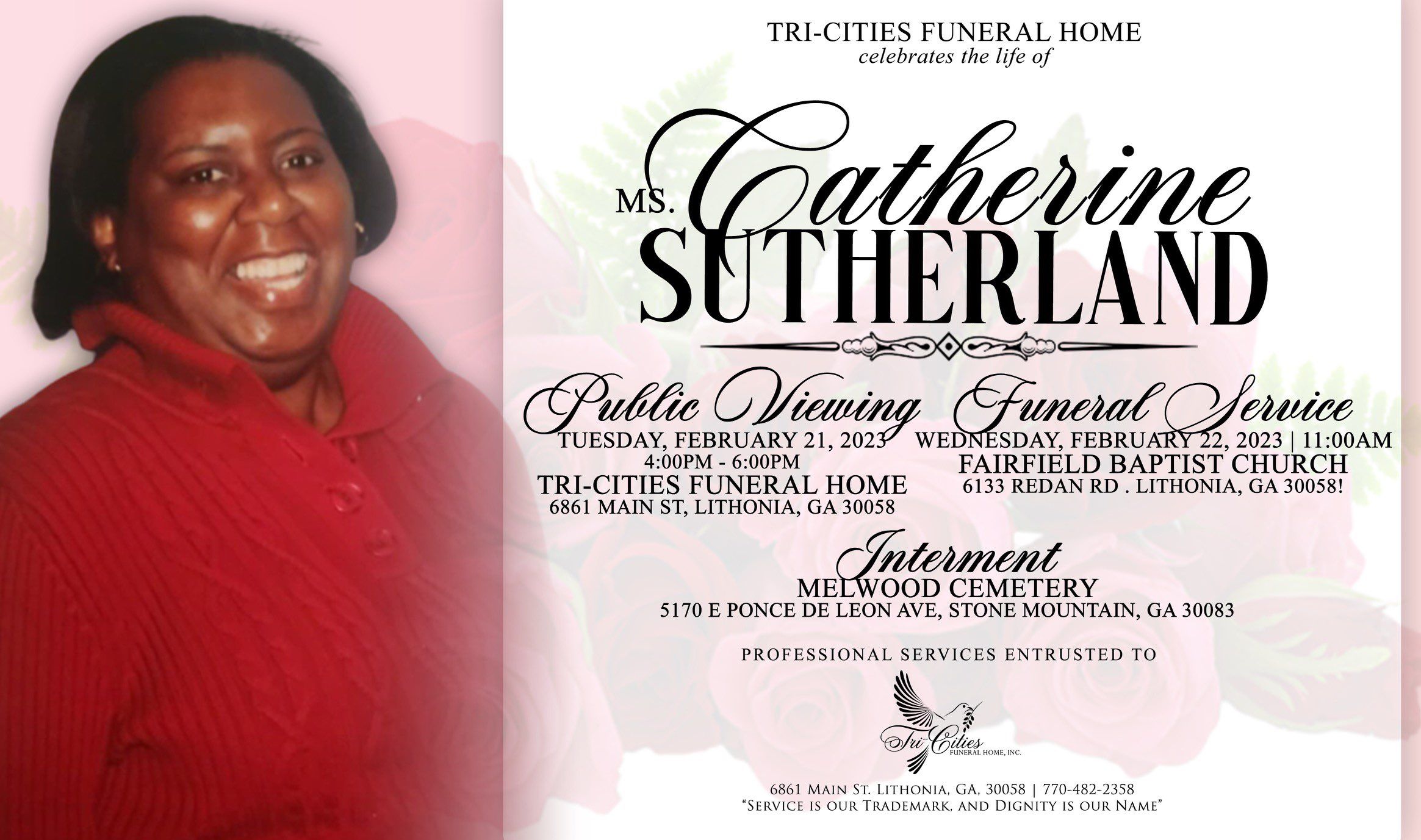 Catherine Sutherland Obituary in Lithonia at Tri-Cities Funeral Home | Obit