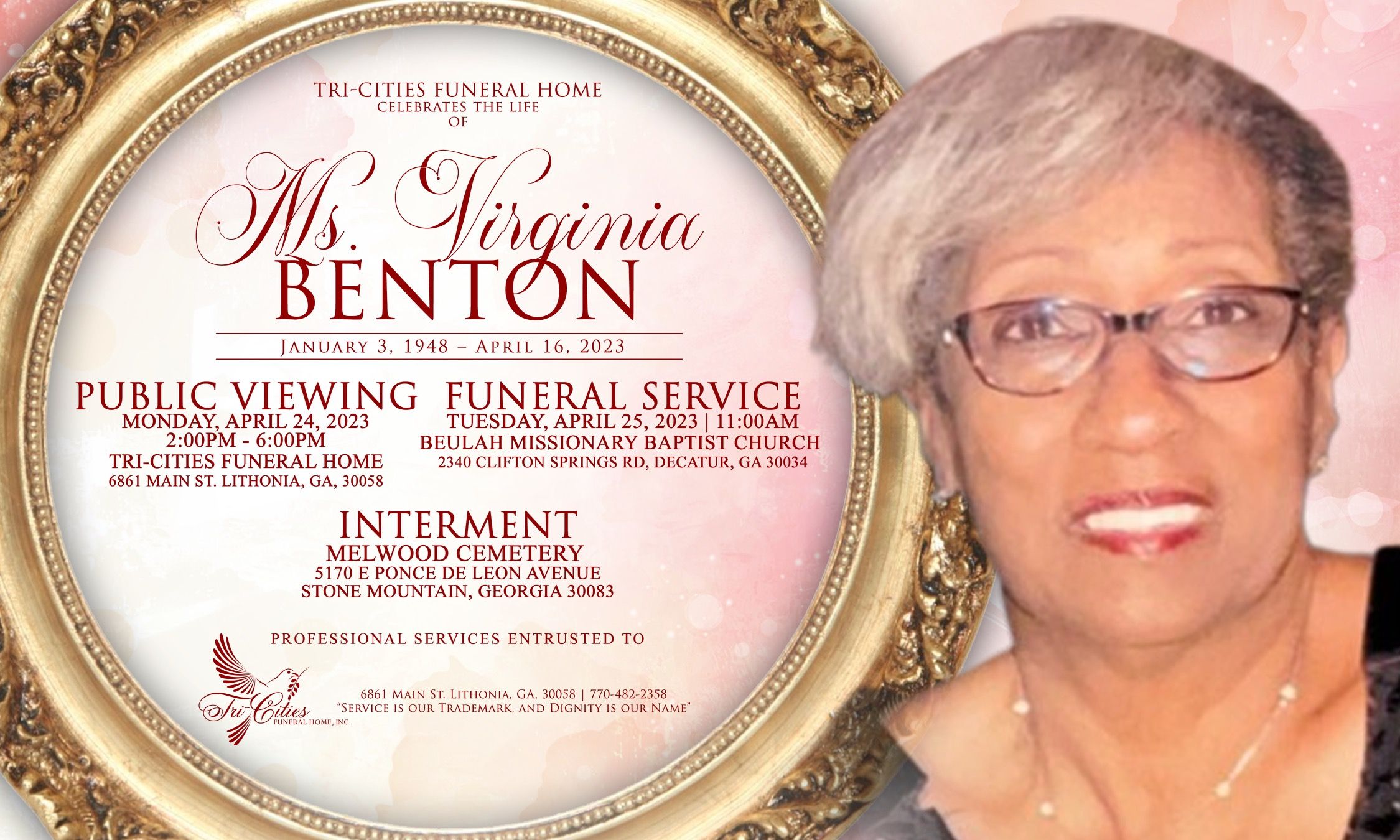 Virginia Dorothy Benton Obituary in Lithonia at TriCities Funeral Home