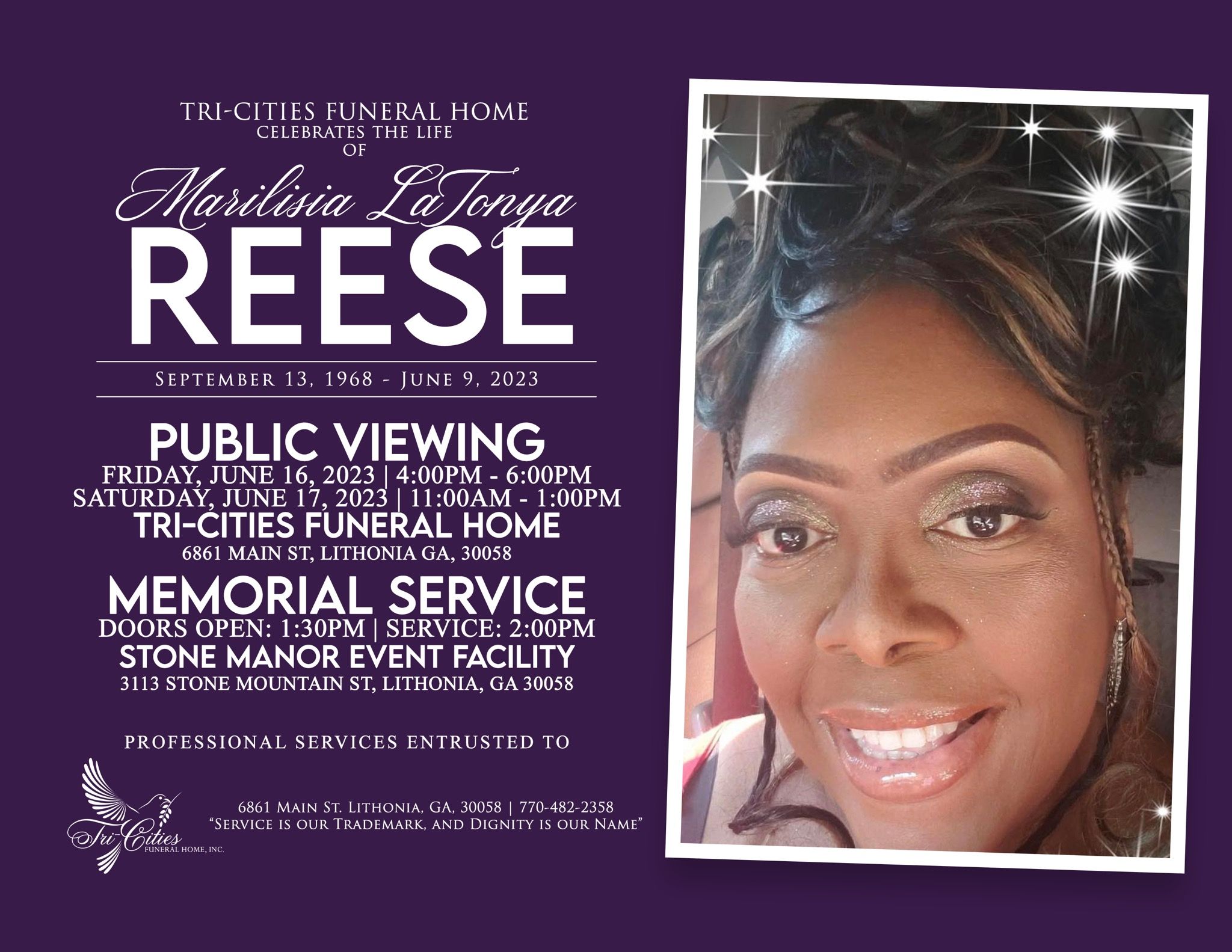 Marilisia Latonya Reese Obituary in Lithonia at Tri-Cities Funeral Home