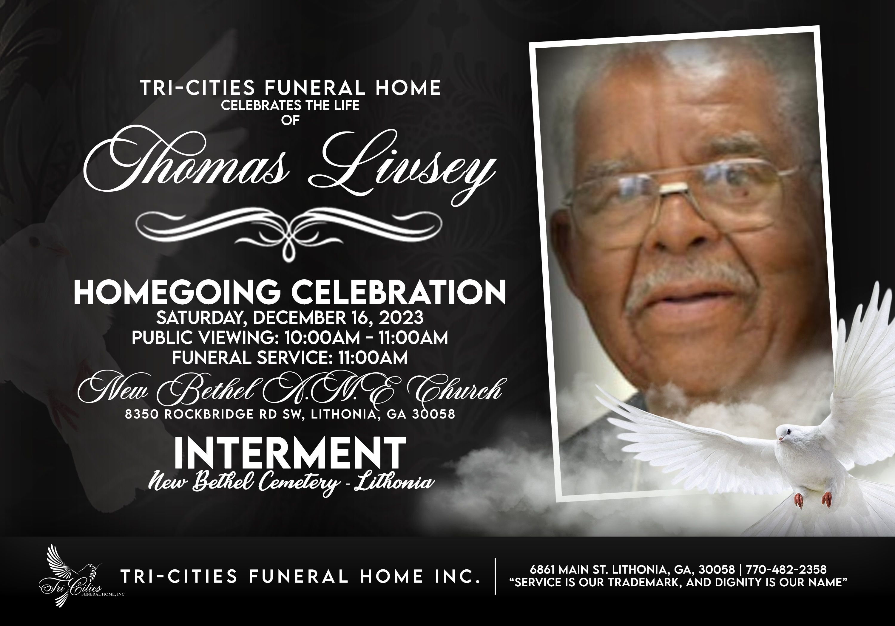 Thomas Livsey Obituary in Lithonia at Tri-Cities Funeral Home | Obit